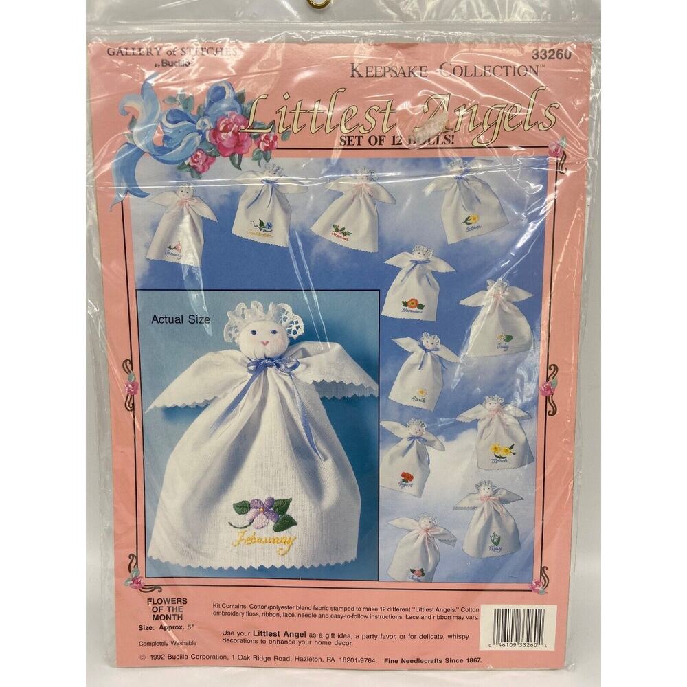 New Bucilla Flowers of the Month 1992 Gallery Stitches 12 Littlest Angels 33260